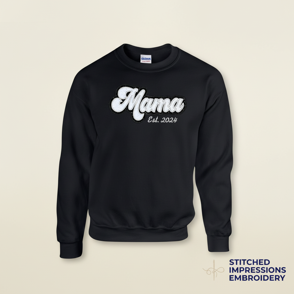 Black Retro Glitter Mama with Lower Logo