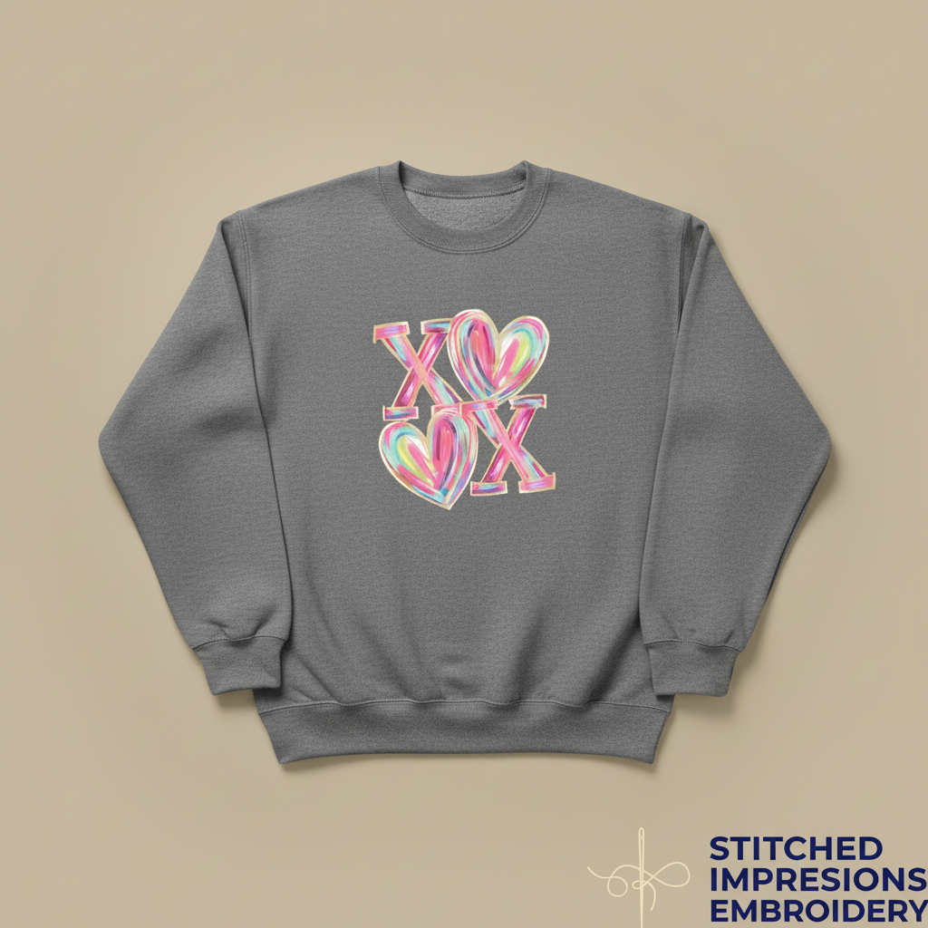 Gray XOXO sweatshirt with design