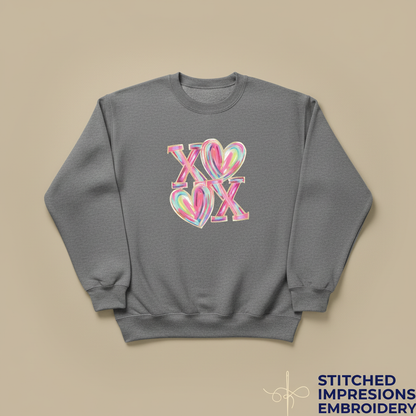 Gray XOXO sweatshirt with design