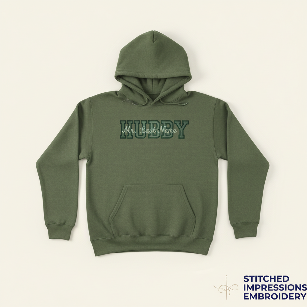 Green Hubby Hoodie with Mr. Last Name