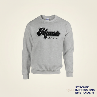 Grey Retro Glitter Mama