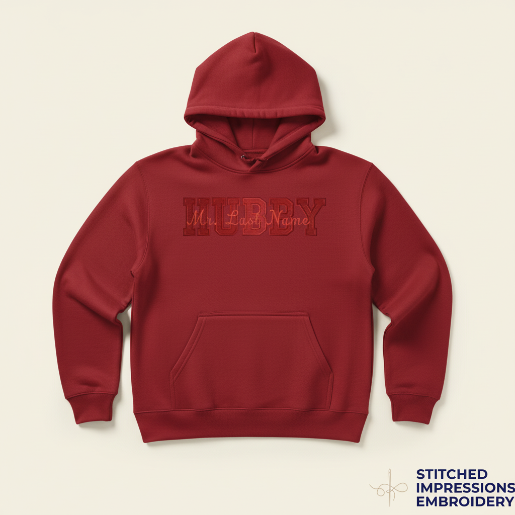 Red Hubby Hoodie with Contrasting Shades