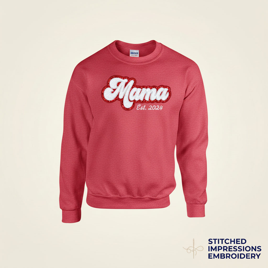 Red Retro Glitter Mama