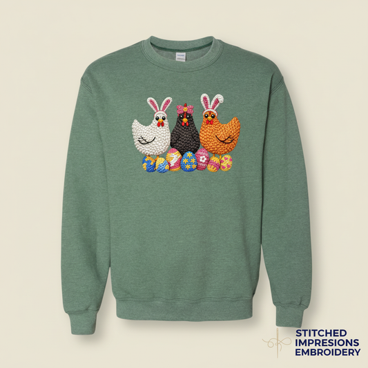 Sage green sweatshirt with logo watermark